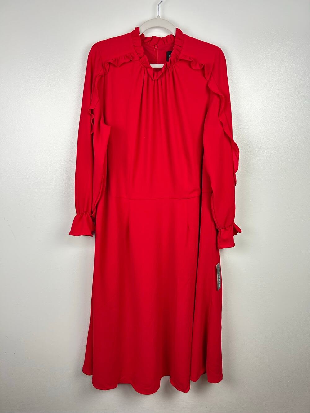 NEW Donna Morgan Red Ruffle Chiffon Modest Dress Women's Plus Size 18